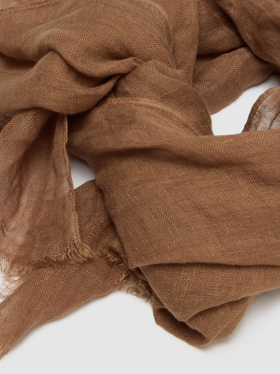 Pure Brown Linen Scarf_2