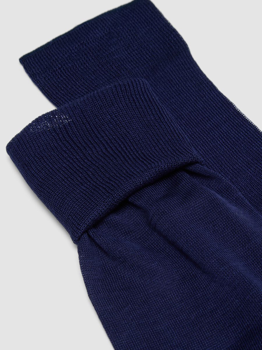 Navy long socks in pure cotton_1