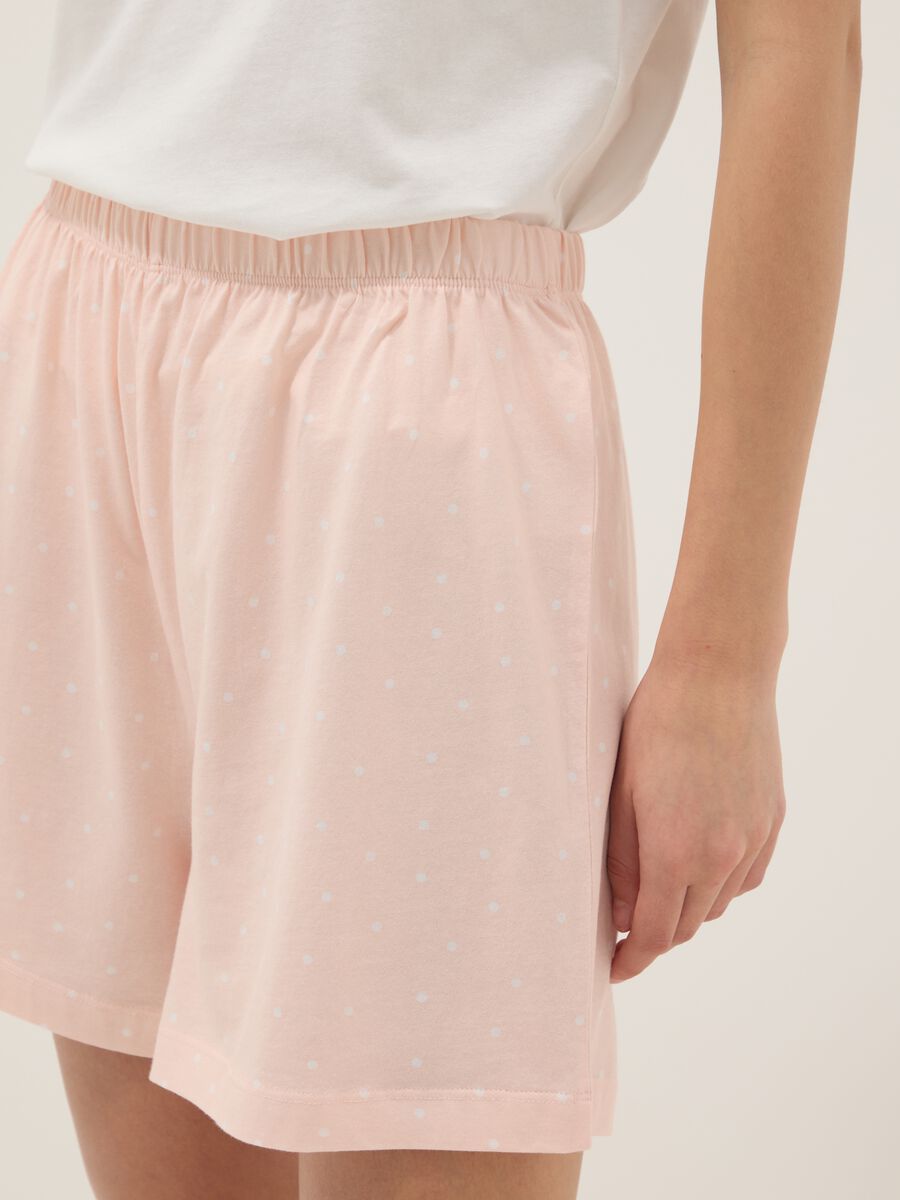 Pink polka dot pure cotton pyjama shorts regular fit_3