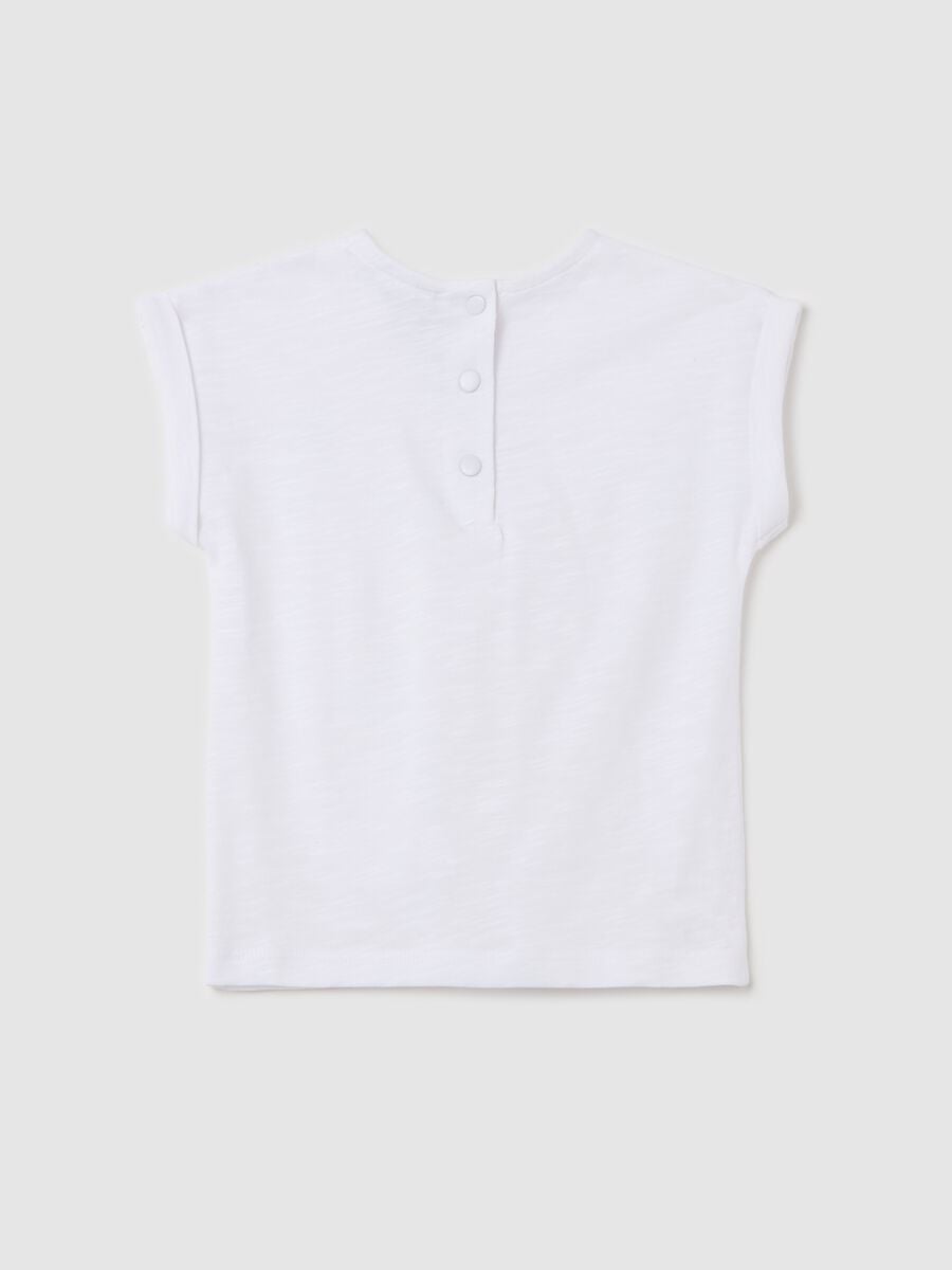 Cotton T-shirt with broderie anglaise insert_1