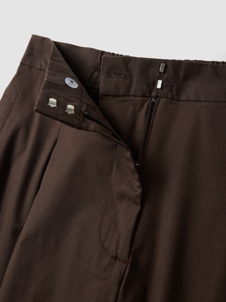 Brown stretch cotton culotte trousers_5