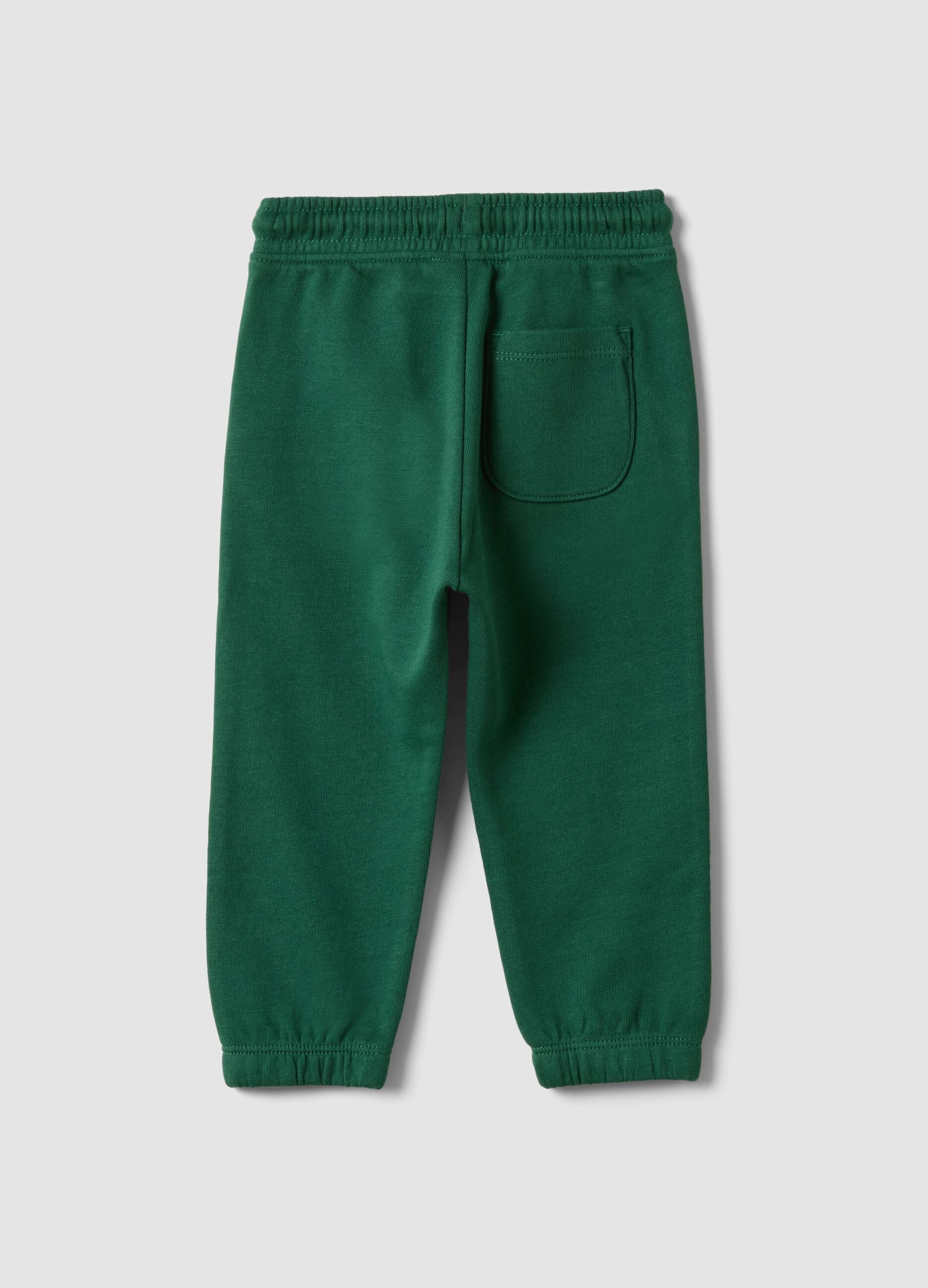 Green organic cotton joggers with drawstring for baby boy