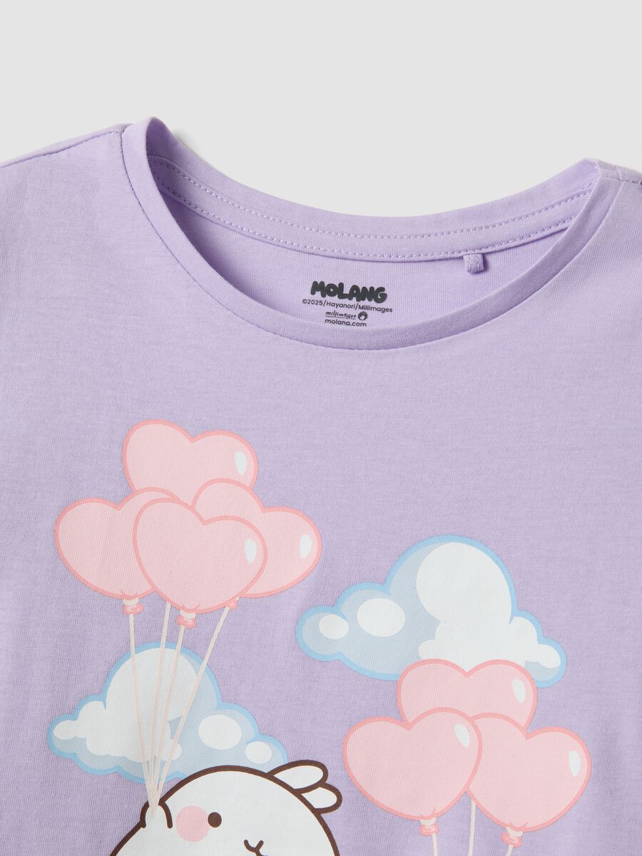 Pigiama corto in puro cotone viola da bambina regular fit con Molang_2