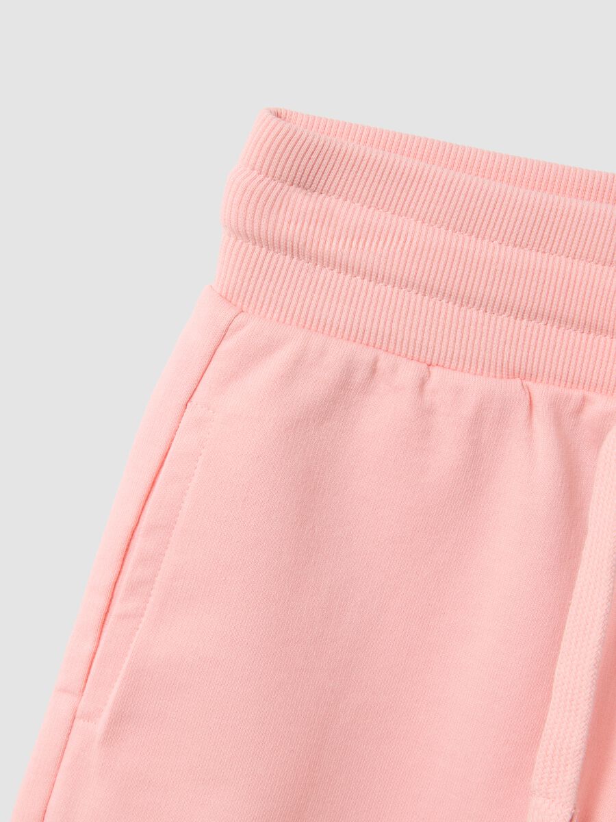 Pink regular-fit cotton shorts with elasticated waist for girls_2