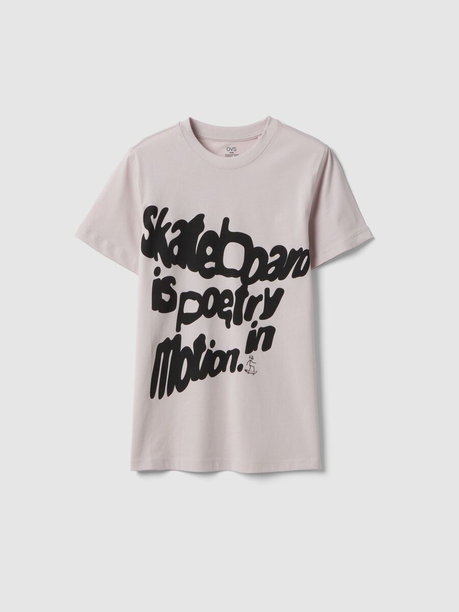 T-shirt in puro cotone beige da ragazzo regular fit con stampa_3