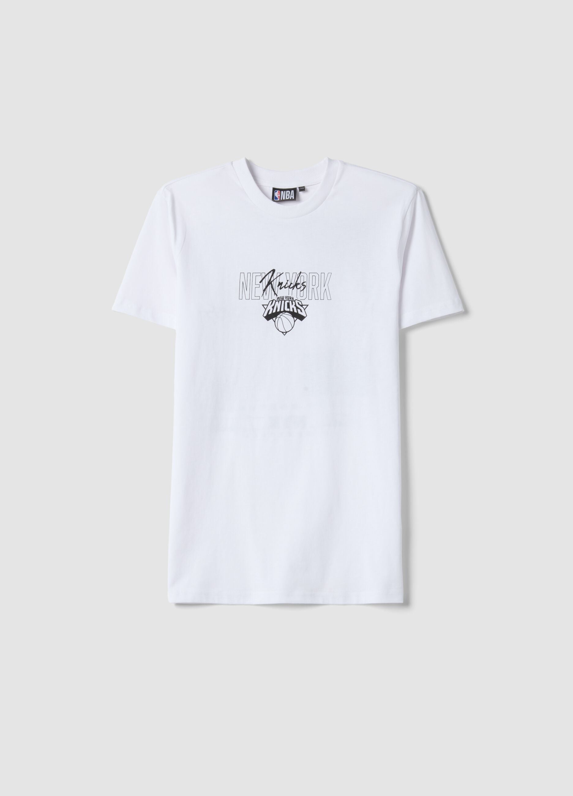 Boys' White Pure Cotton T-shirt Relaxed Fit Knicks