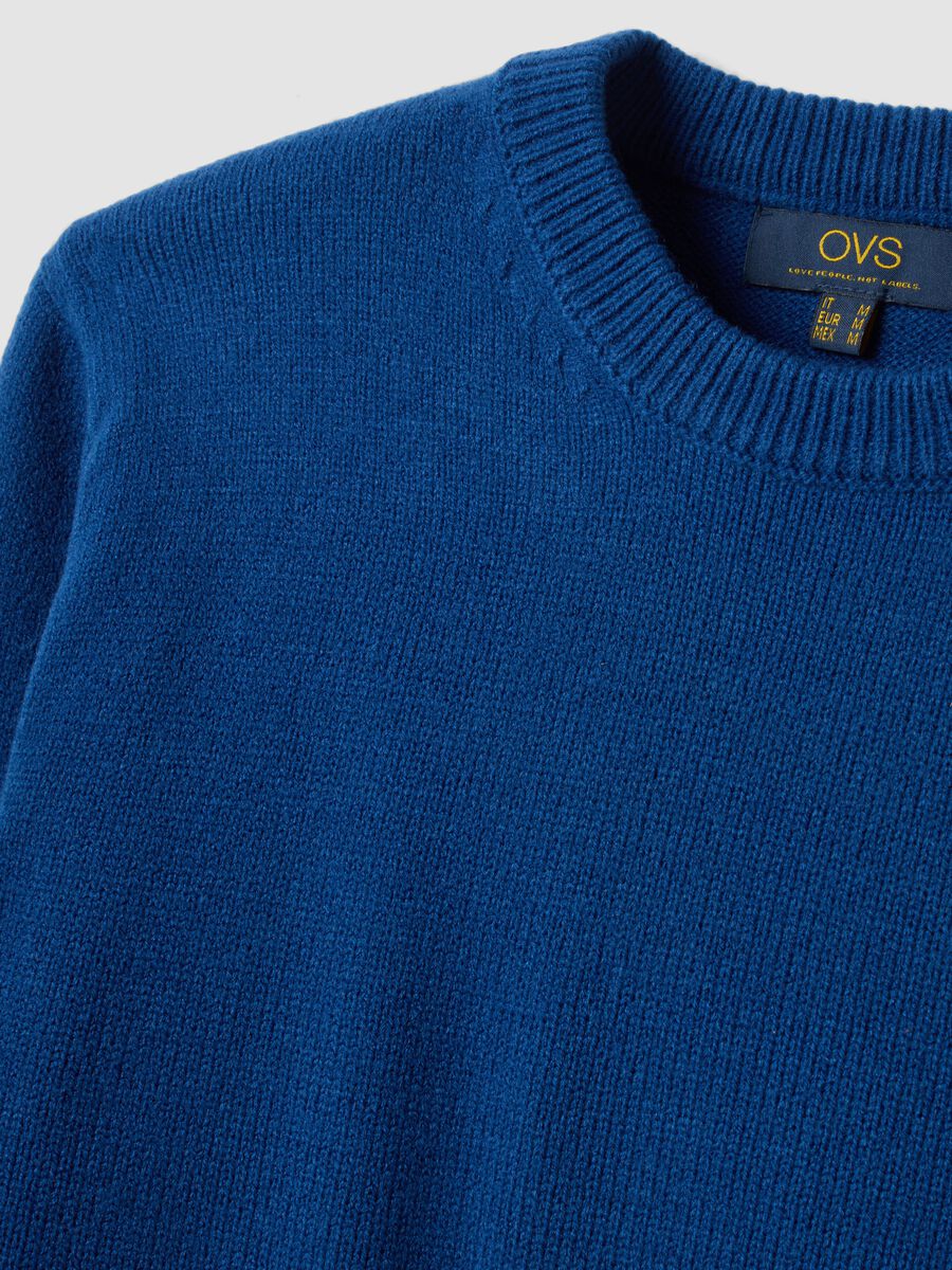 Blue crew-neck jersey knit jumper, regular fit_1
