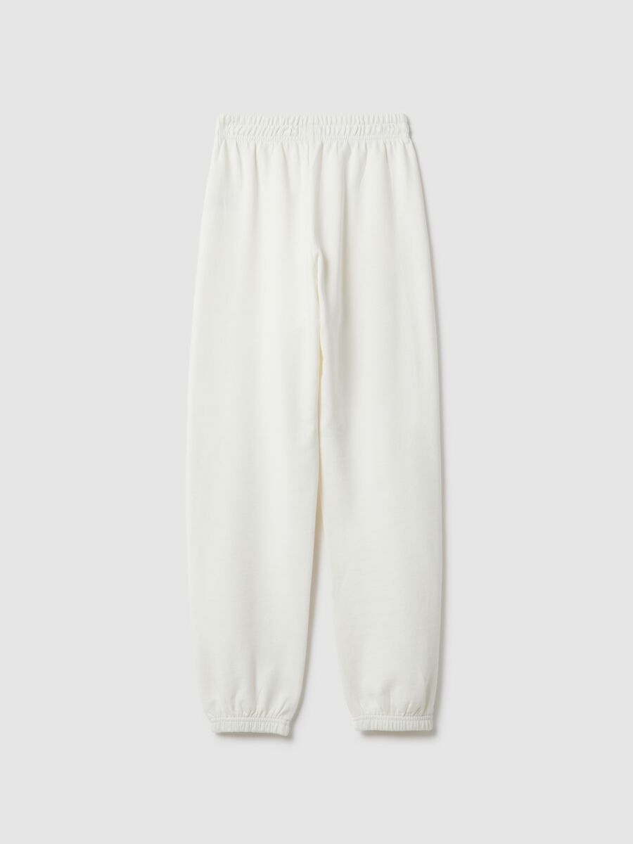 Girls' White Pure Cotton Jogger Trousers Regular Fit_4