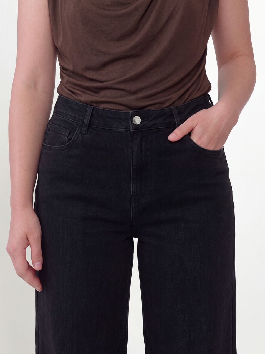 Black cotton and stretch viscose denim jeans with bootcut fit_3
