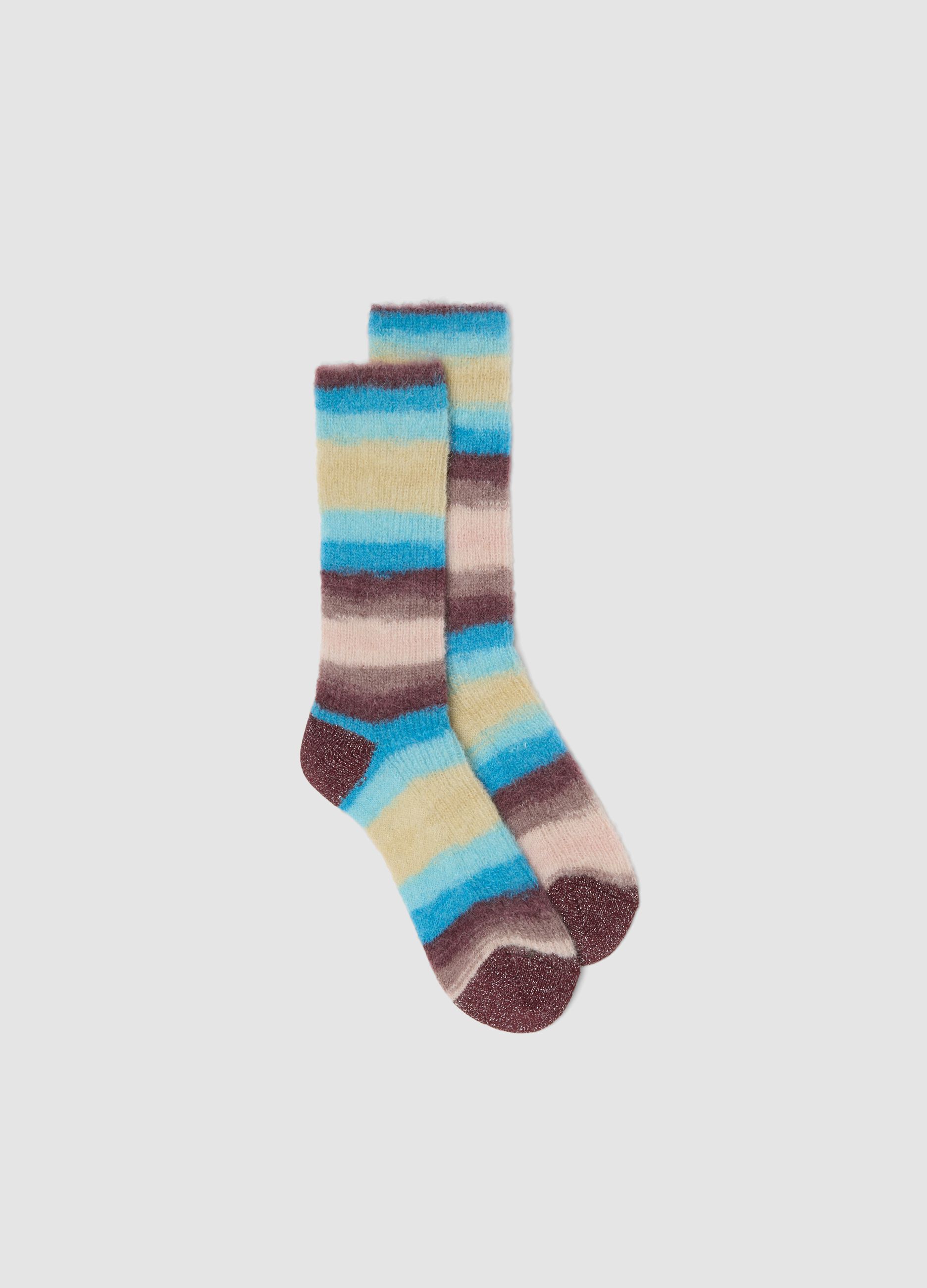 Multicolour striped mohair and stretch alpaca socks