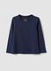 Blue long-sleeved stretch cotton T-shirt_0