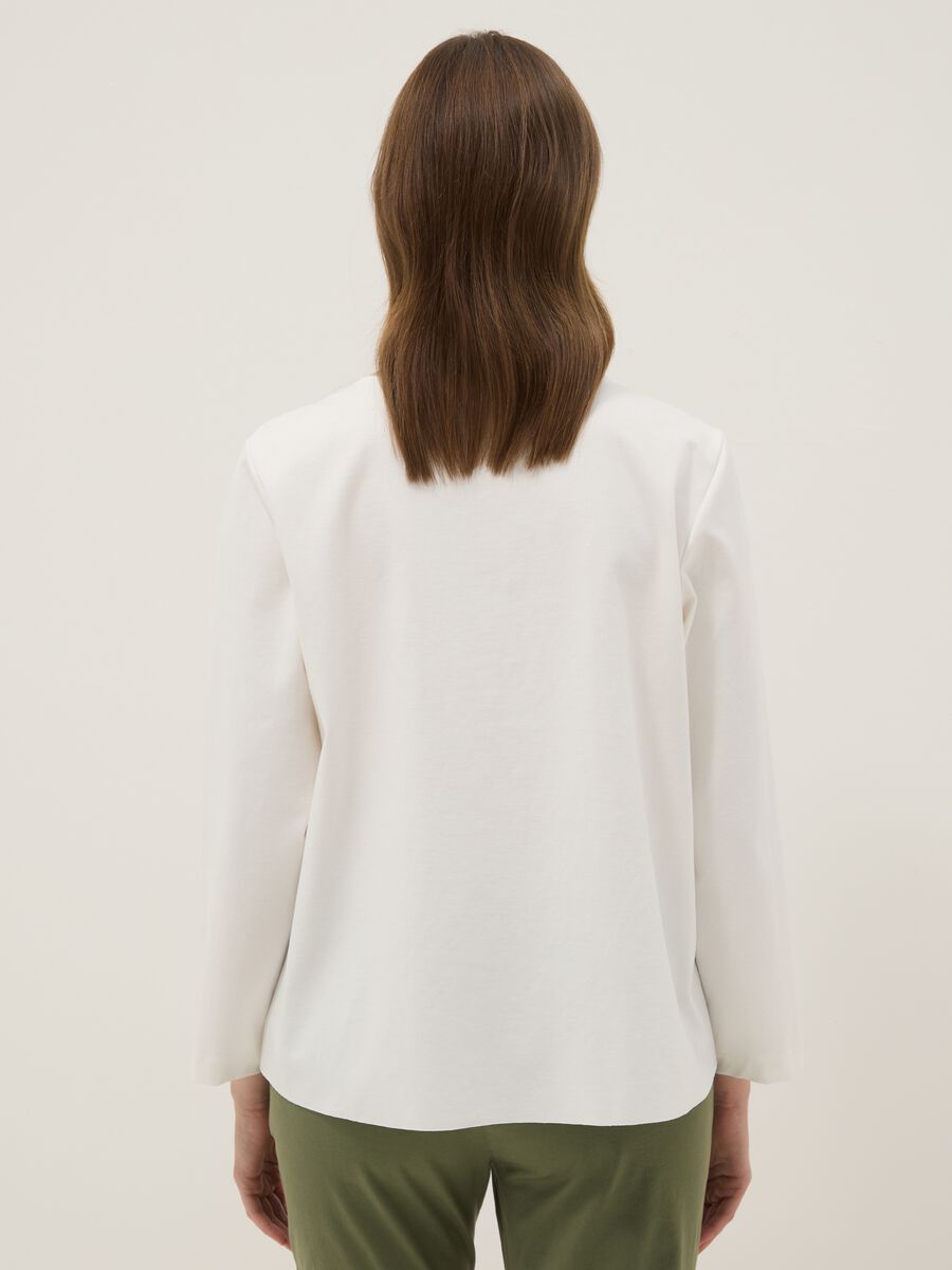White long-sleeved regular-fit stretch cotton blouse_2