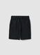 Black pure cotton shorts with elasticated waist_3