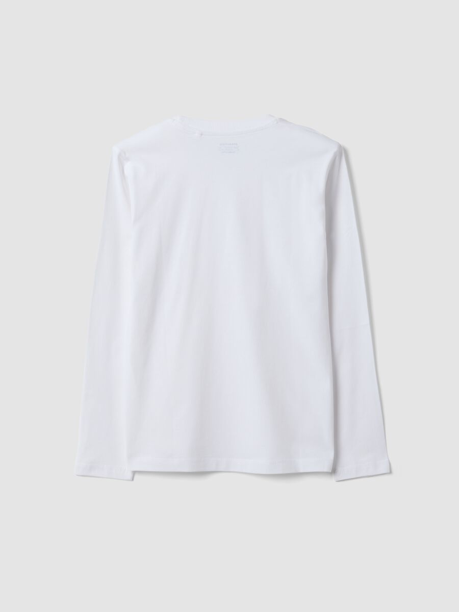 White long-sleeve T-shirt in pure organic cotton, regular fit, for boys_6