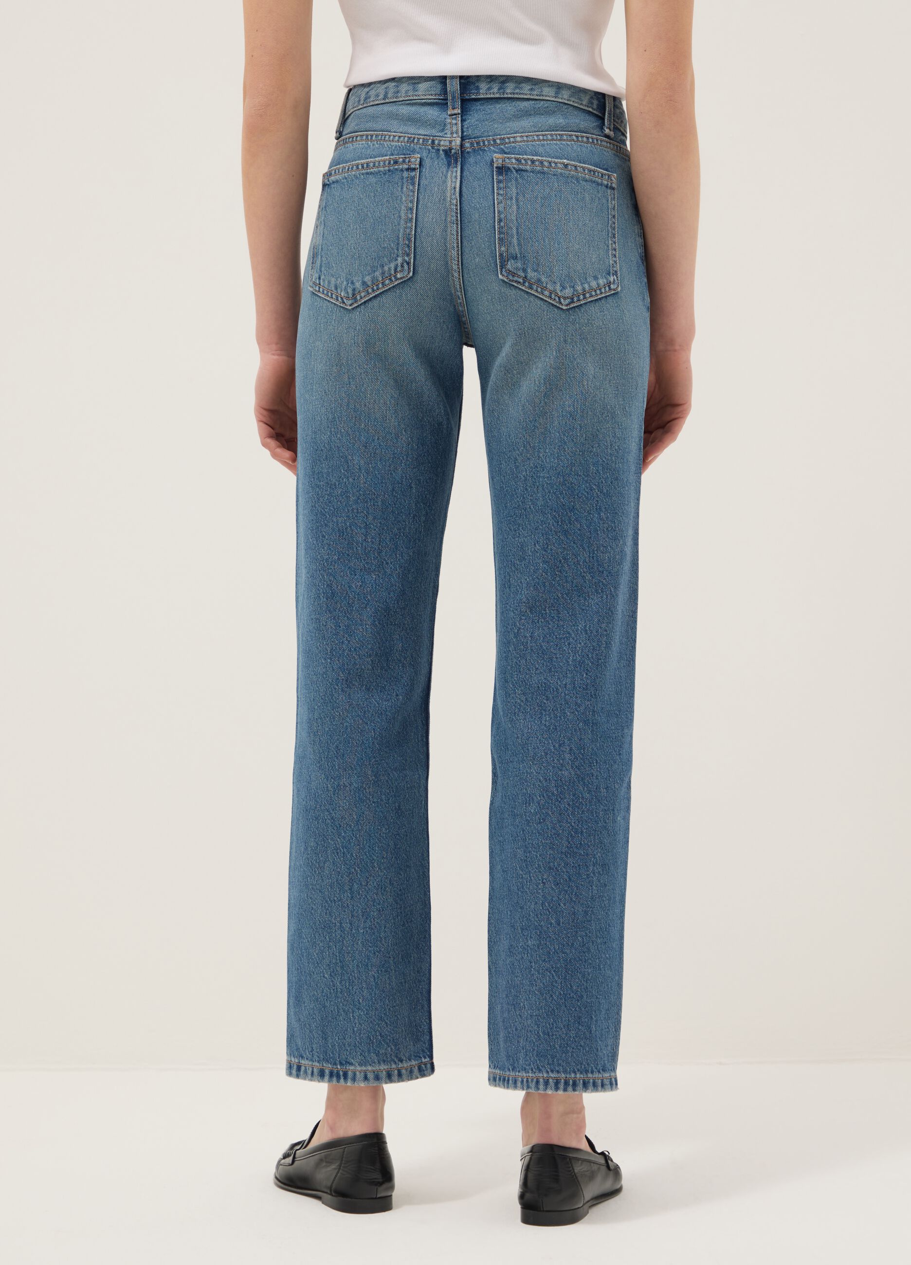 Regular Fit Blue Denim Jeans in Pure Cotton