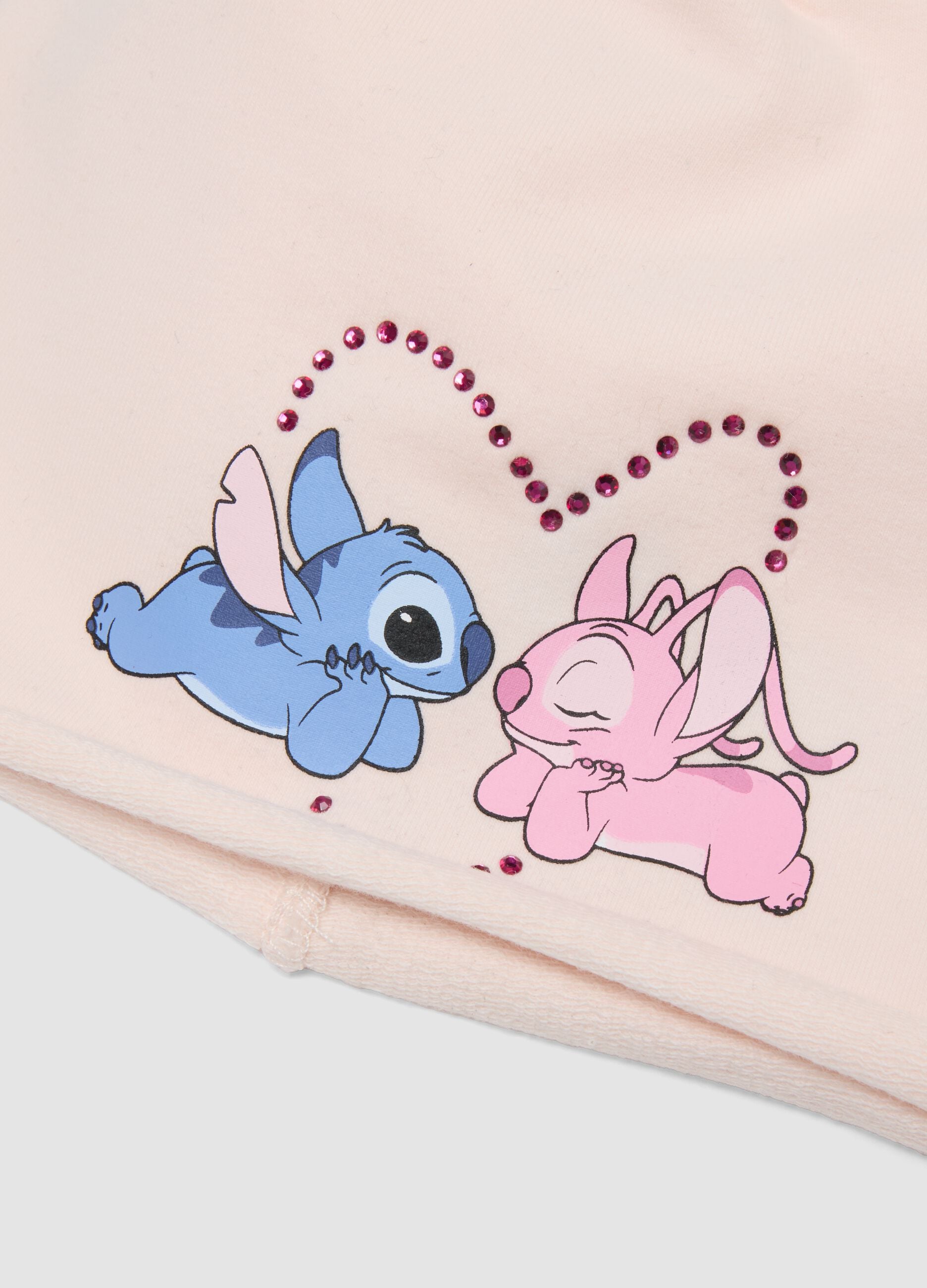 Pink stretchy cotton jersey hat with Lilo & Stitch print for girls