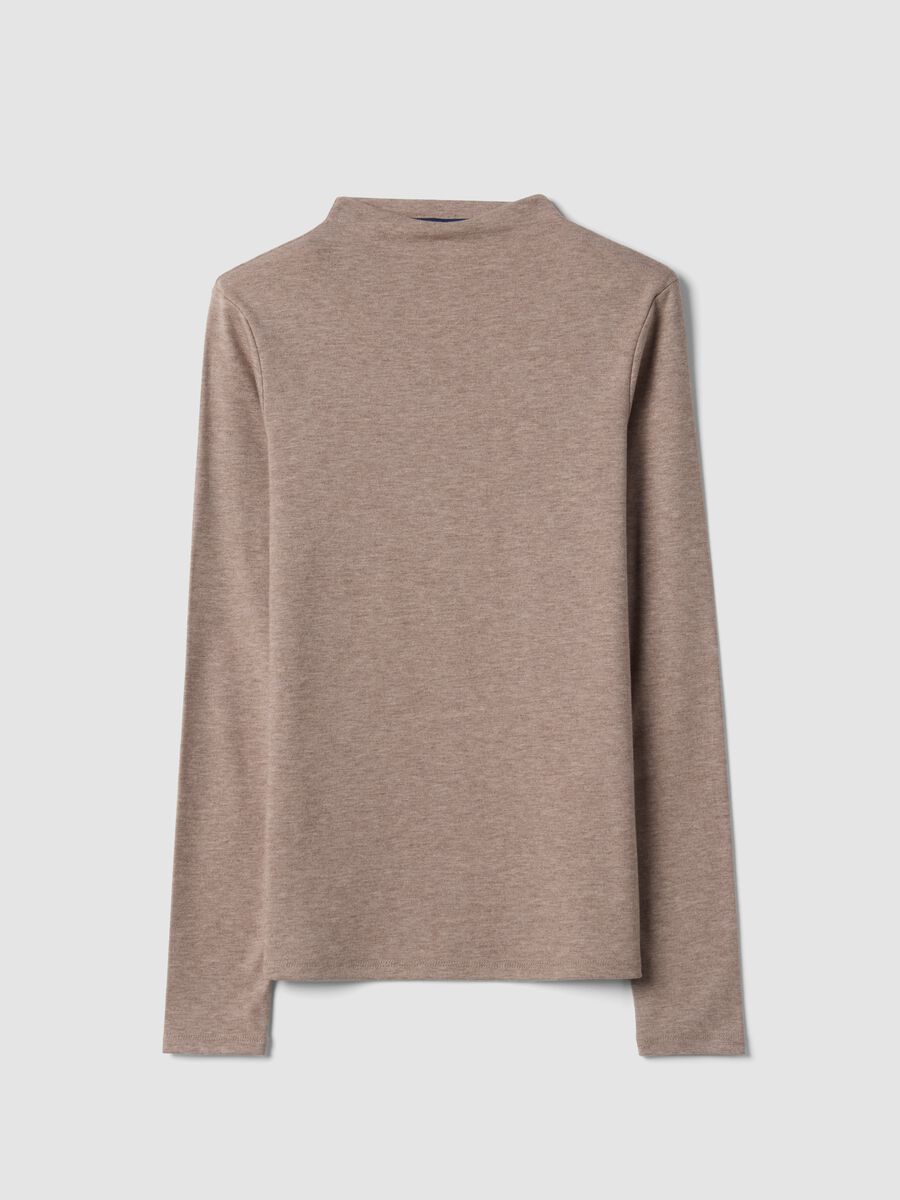Beige stretch viscose crew-neck T-shirt_4