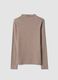Beige stretch viscose crew-neck T-shirt_4