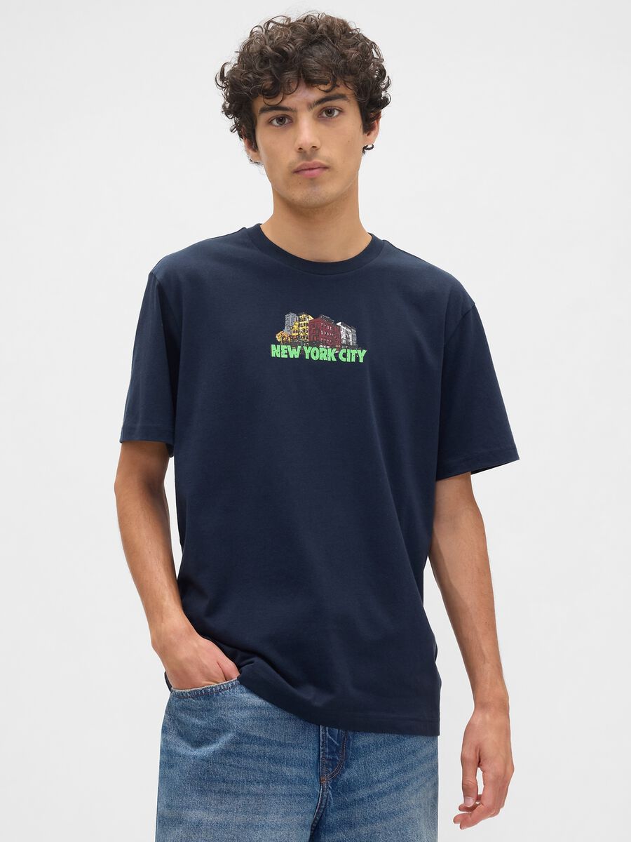 Pure cotton T-shirt with front print_0