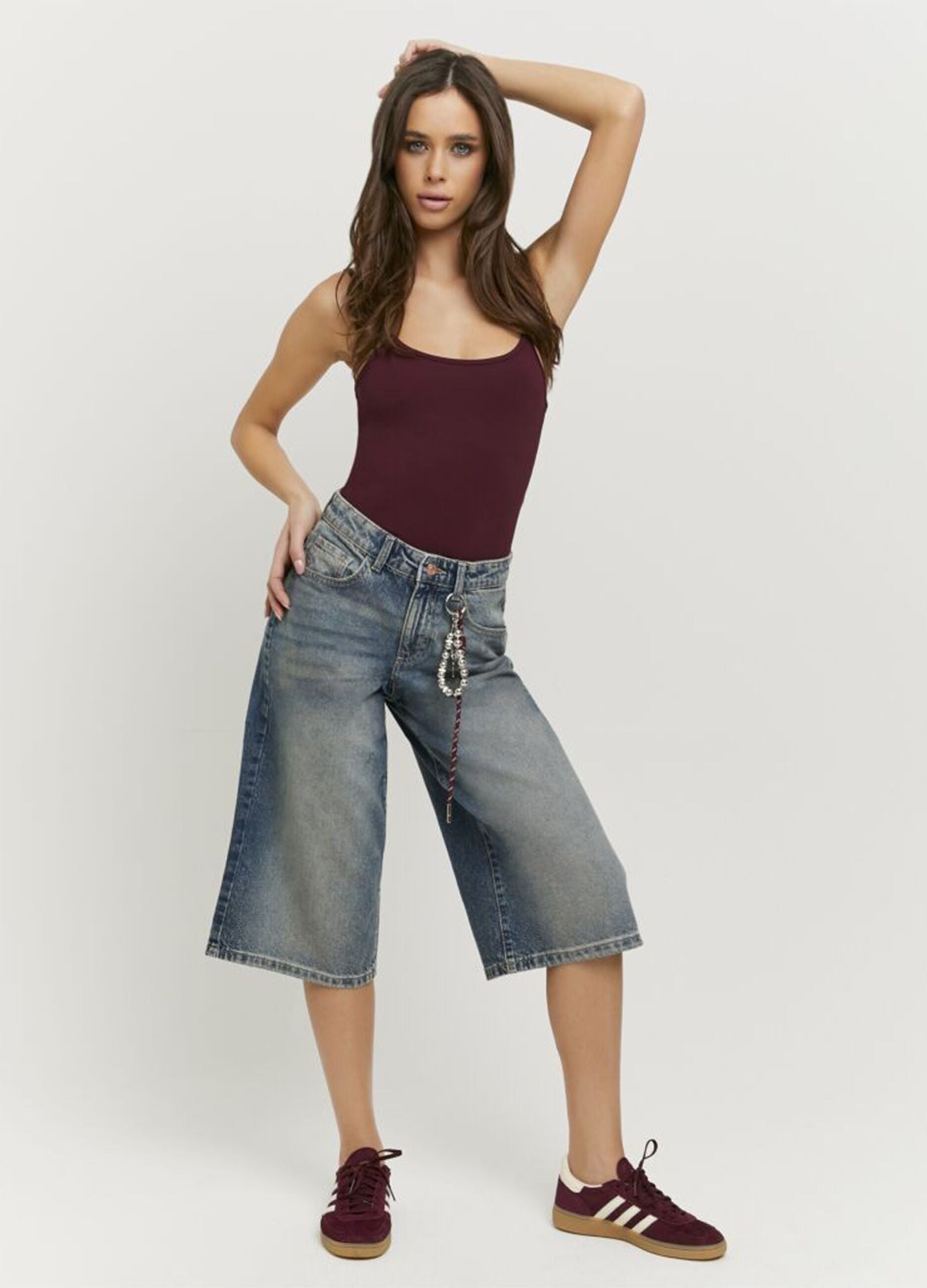 Blue pure cotton culotte jeans