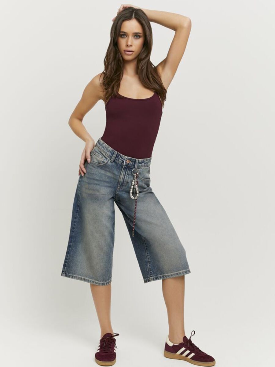 Blue pure cotton culotte jeans_0