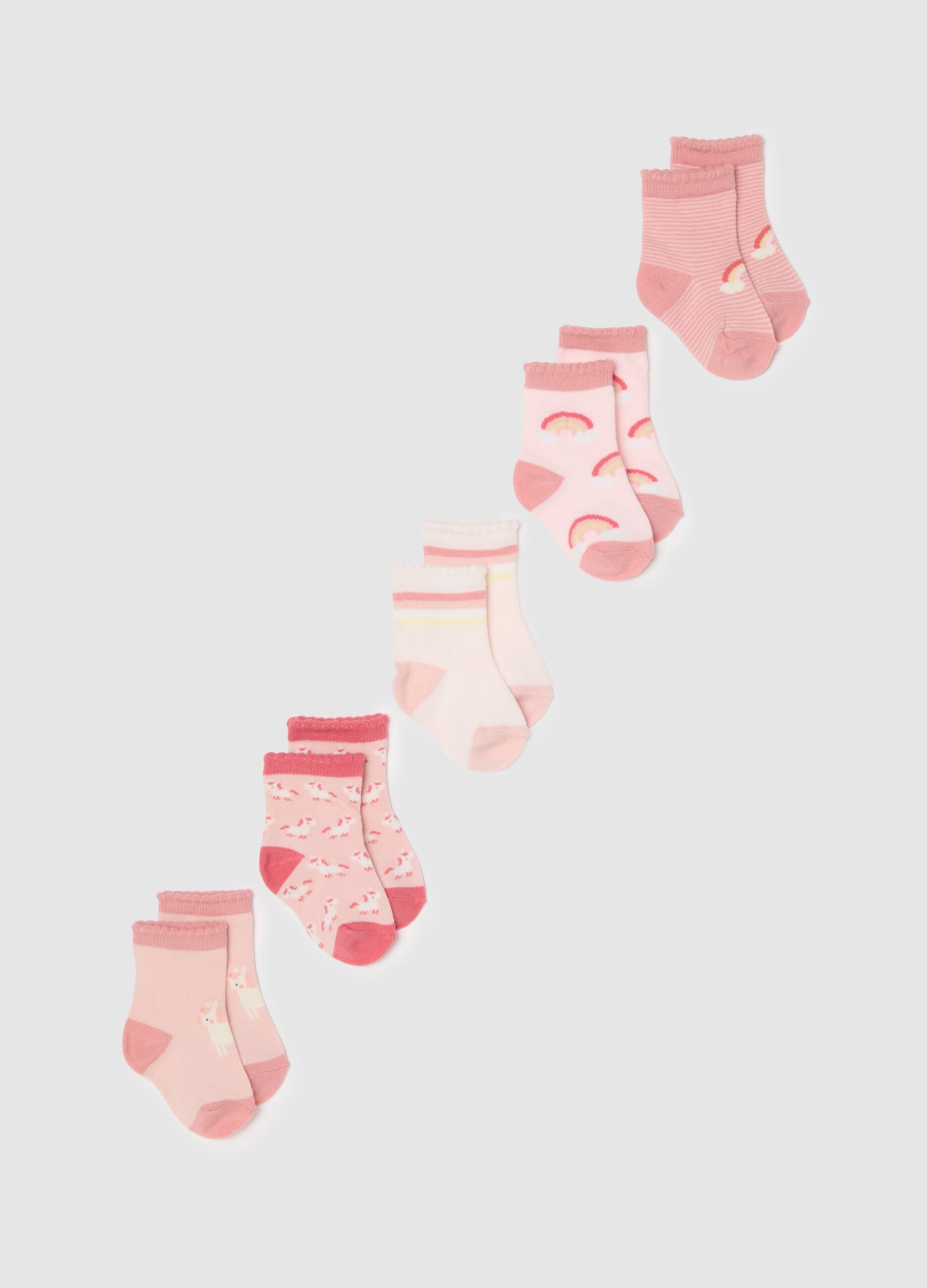 Multipack of pink stretchy cotton baby girl socks