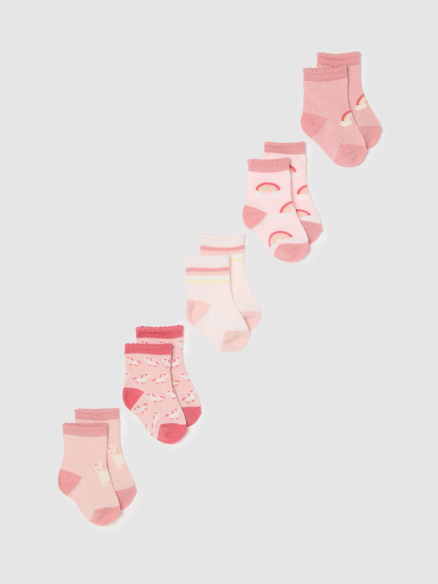 Multipack of pink stretchy cotton baby girl socks_0