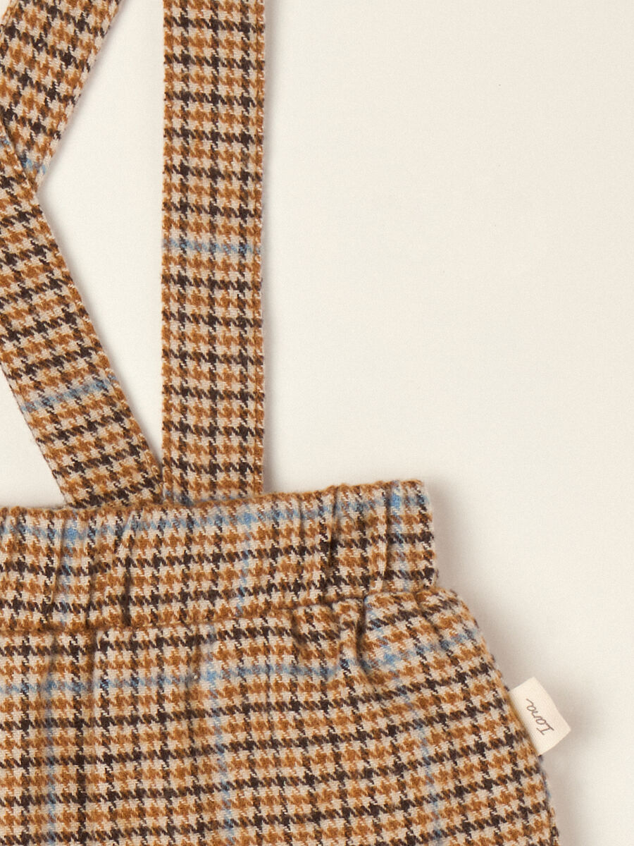 Brown checked cotton-blend trousers with braces_1