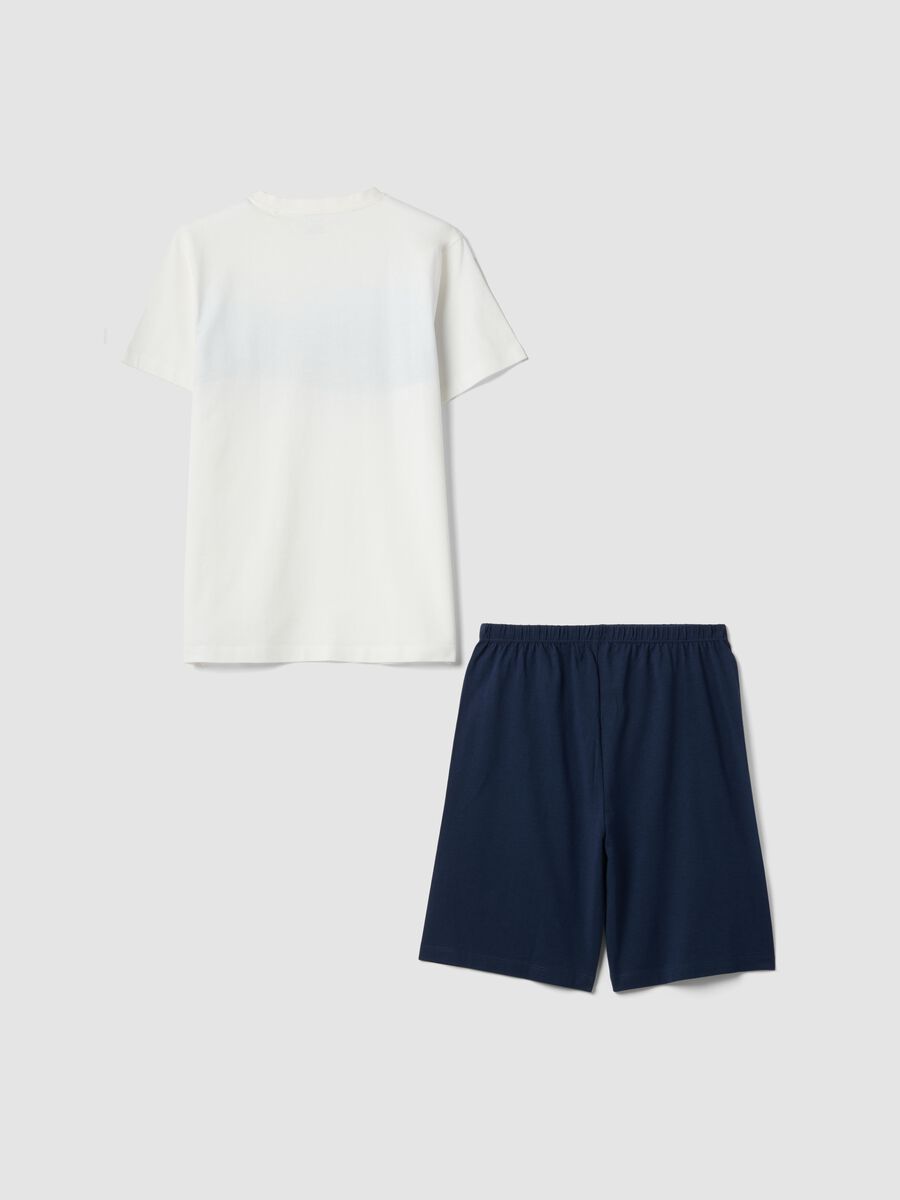 Blue short pyjamas in pure organic cotton for kids, regular fit_1