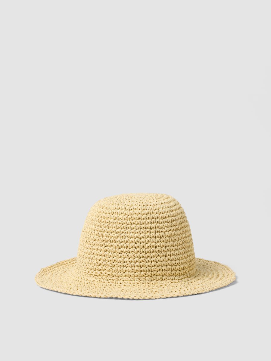Cappello a cloche in puro tessuto carta beige_0