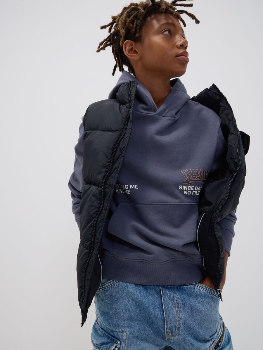 Grey oversized pure cotton hoodie for boys_0