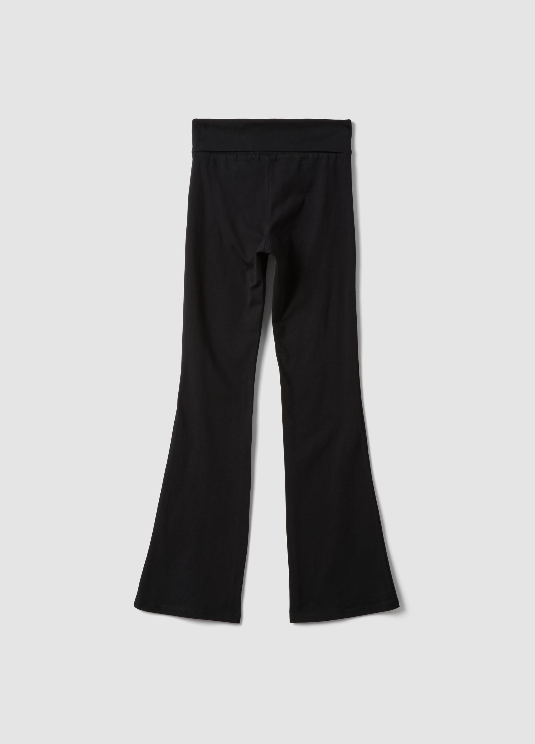 Girls&rsquo; black flared leggings in stretchy organic cotton