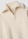 Maglia beige in lana elasticizzato Half zip_1