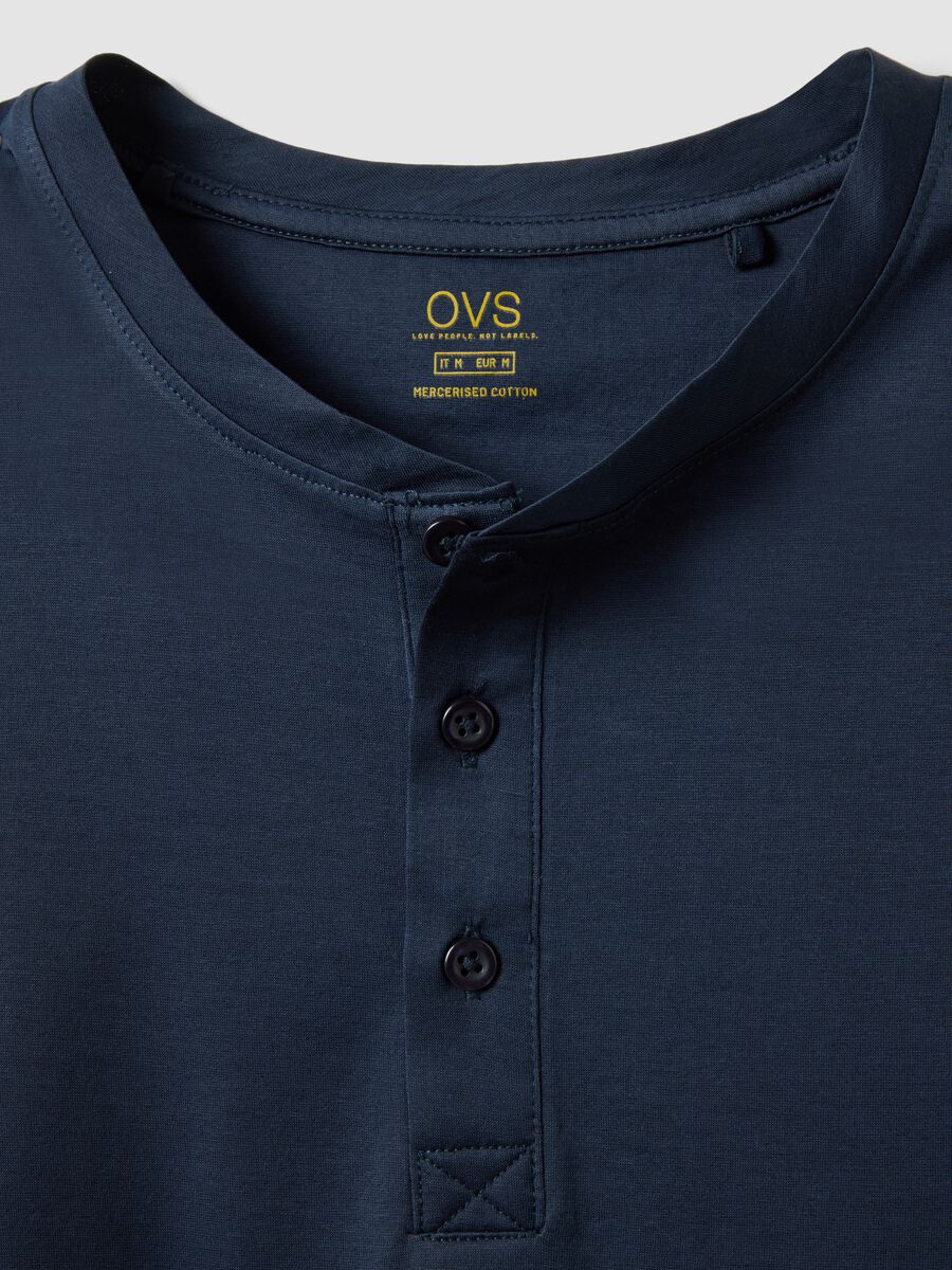 Blue mercerised pure cotton regular-fit T-shirt_5