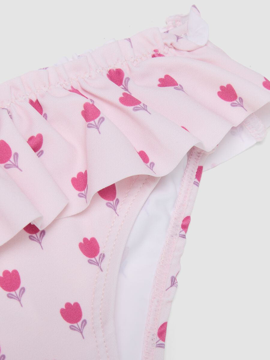Bikini rosa in tessuto elasticizzato con volant_3
