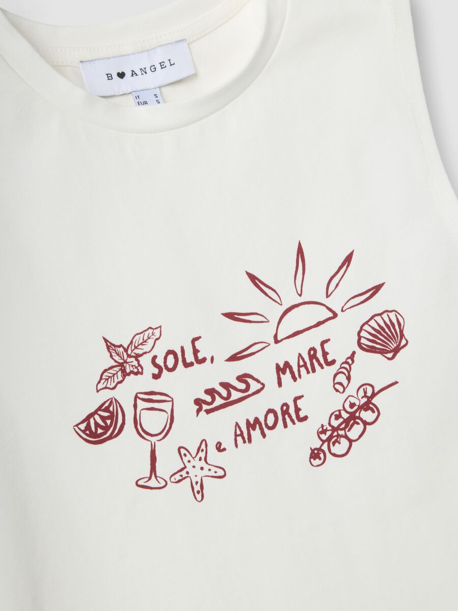 White regular-fit stretch cotton tank top with prints_5