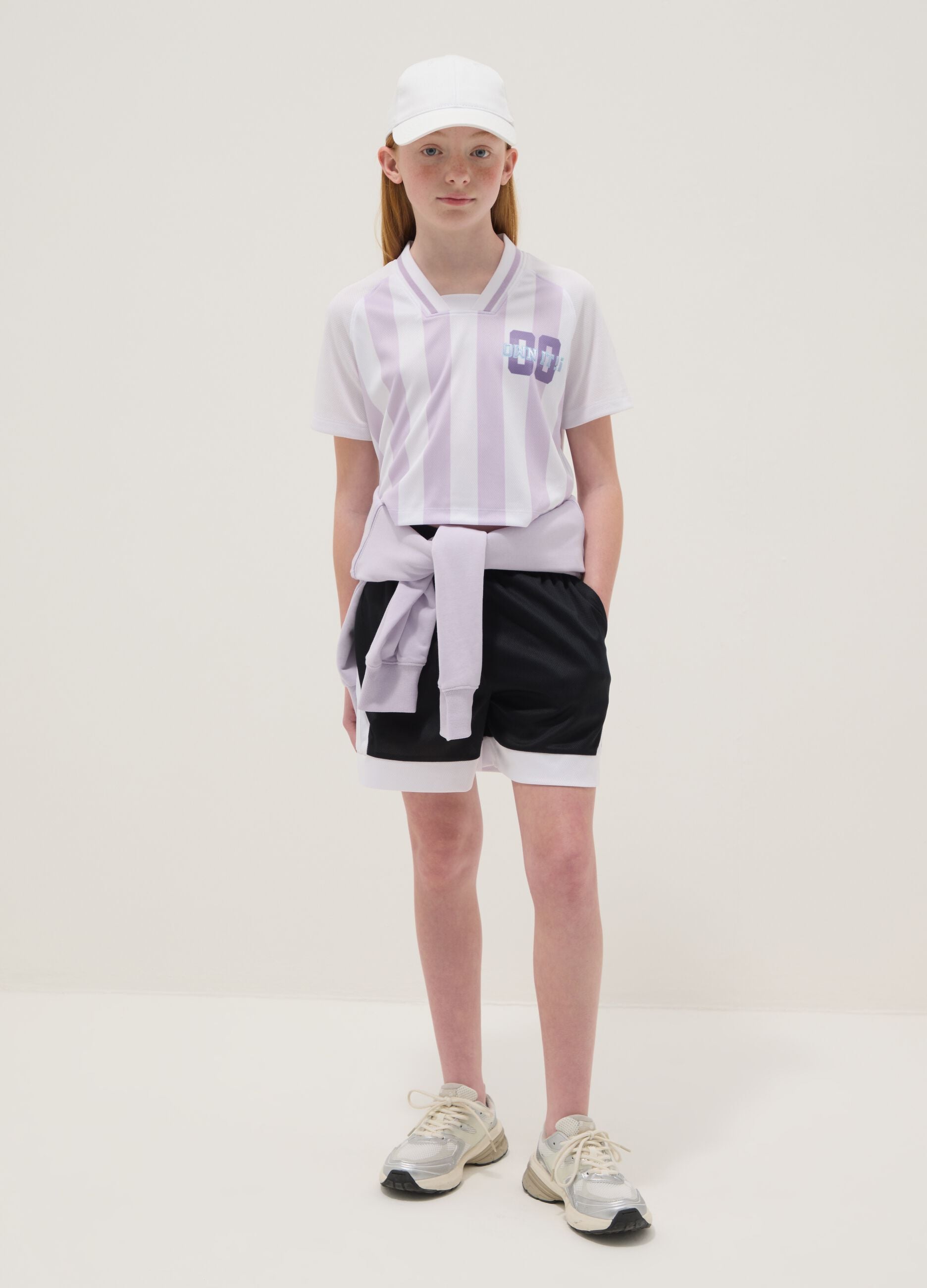 Black sporty shorts with white inserts