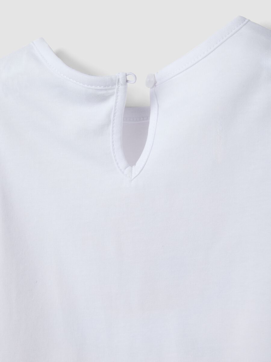 Tank top bianco in puro cotone organico da bimba con stampa e volant_3