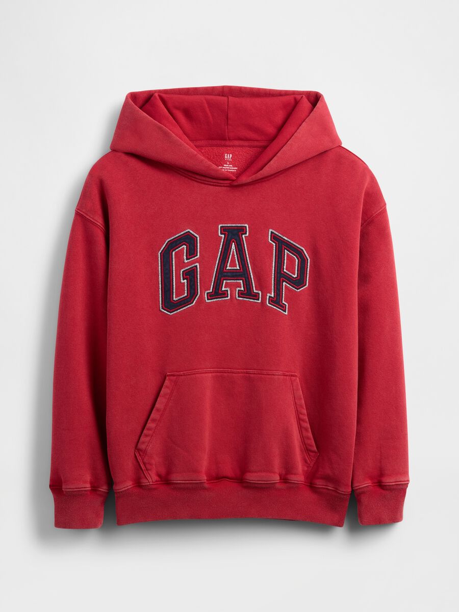Kids' Red Cotton Blend Hoodie Regular Fit with Logo_3
