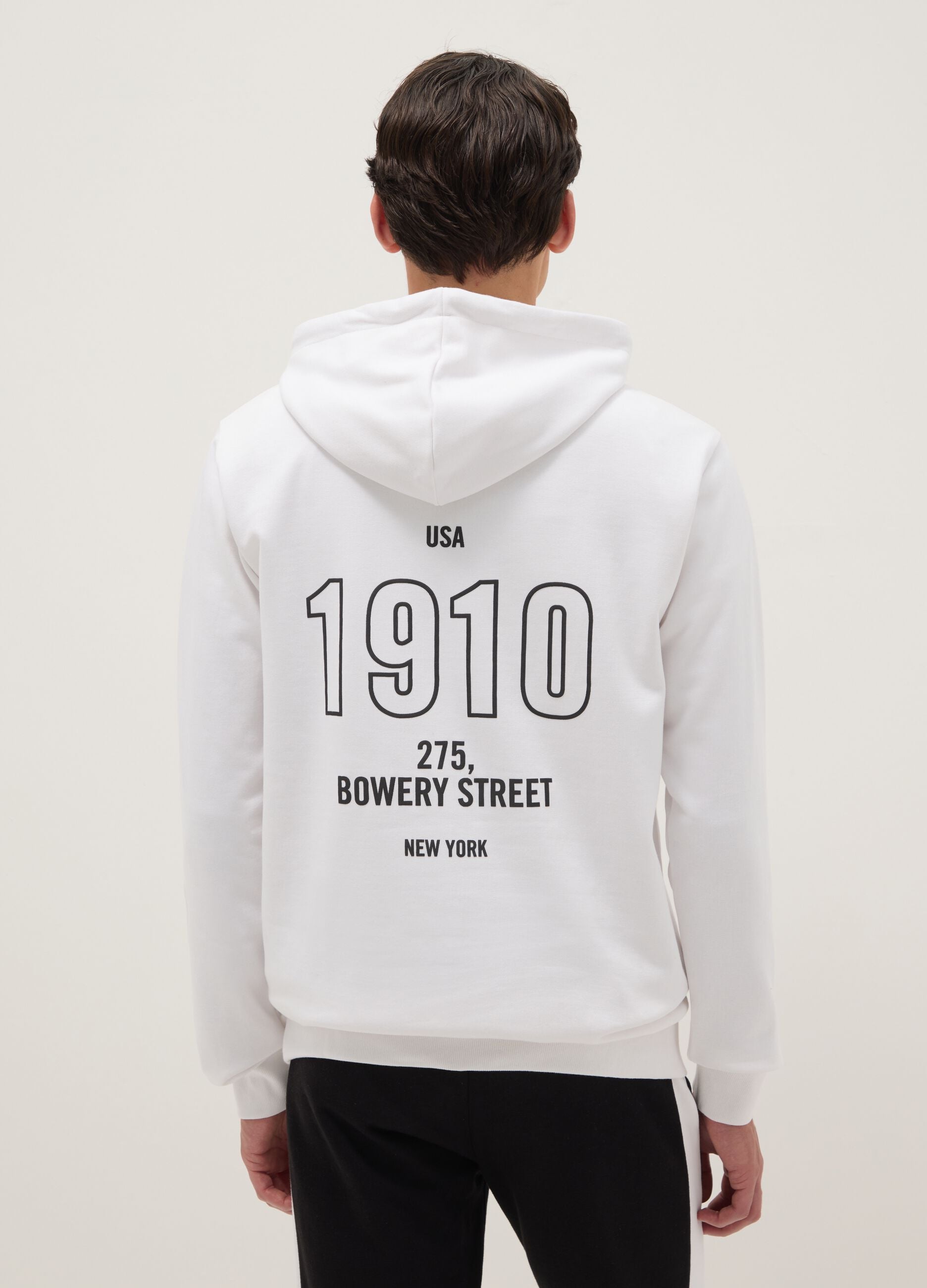 White regular fit cotton blend hoodie with Everlast logo