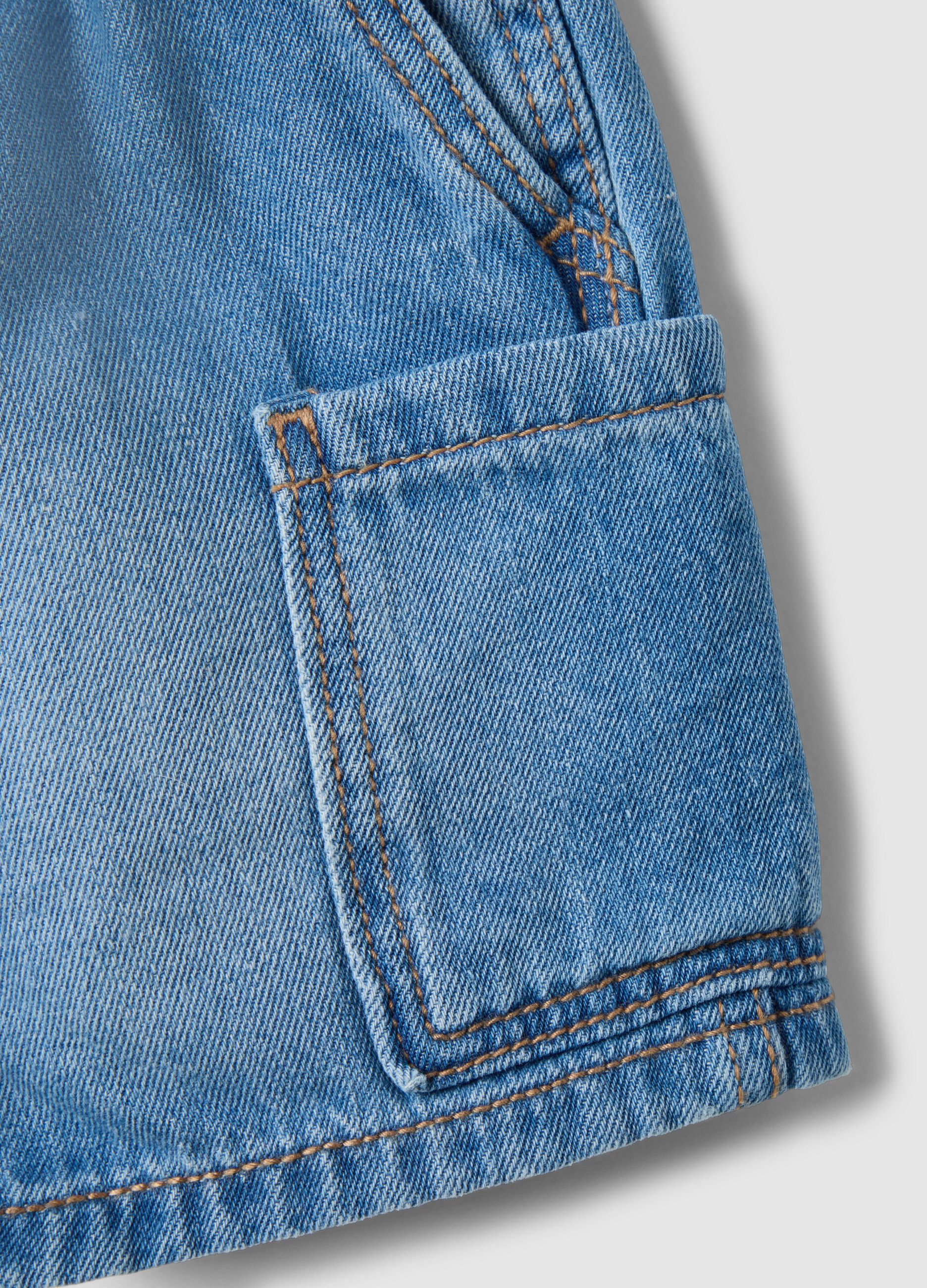 Regular fit baby boys' shorts in pure cotton blue denim