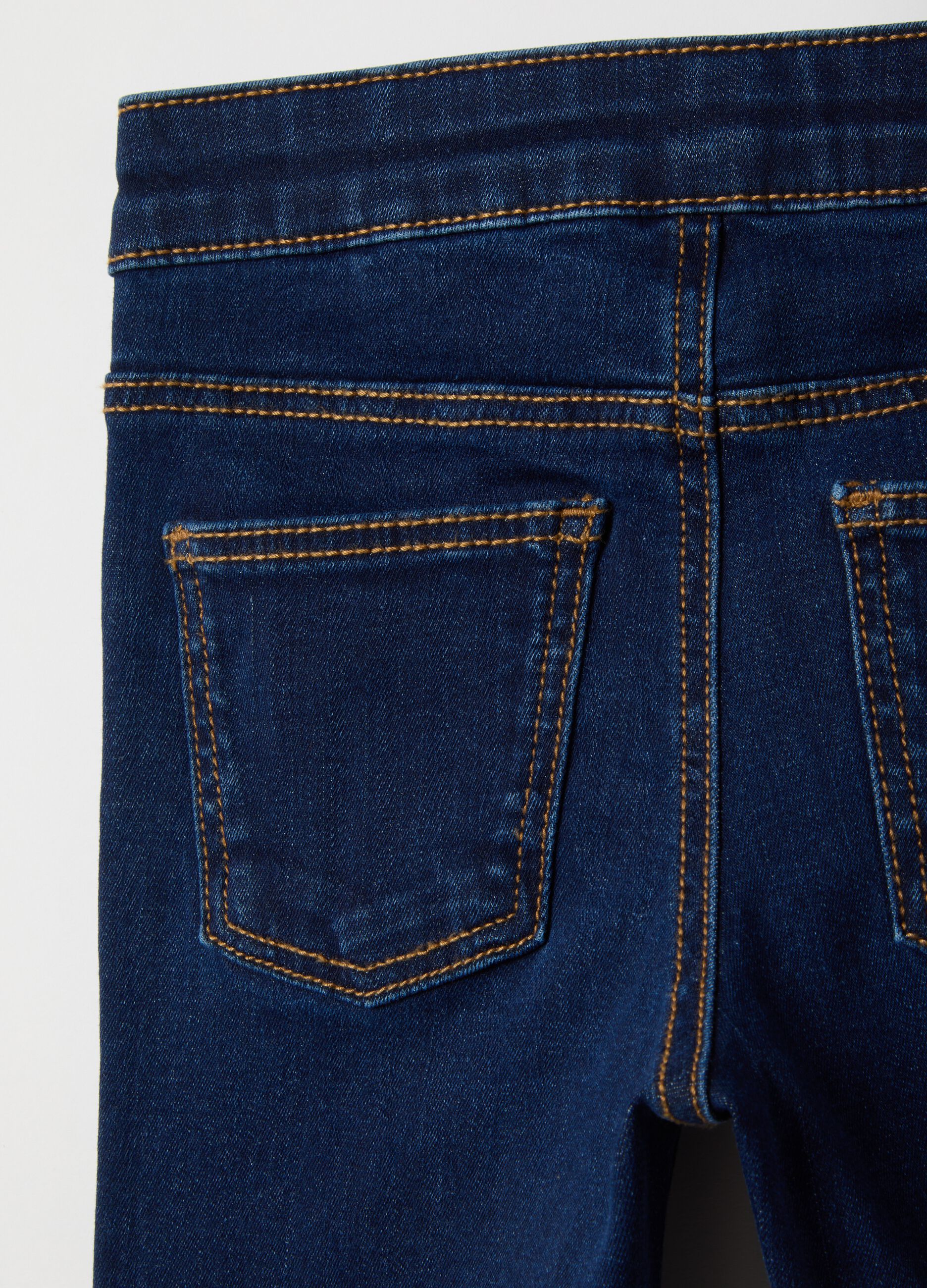 Blue regular fit cotton blend flare jeans for girls