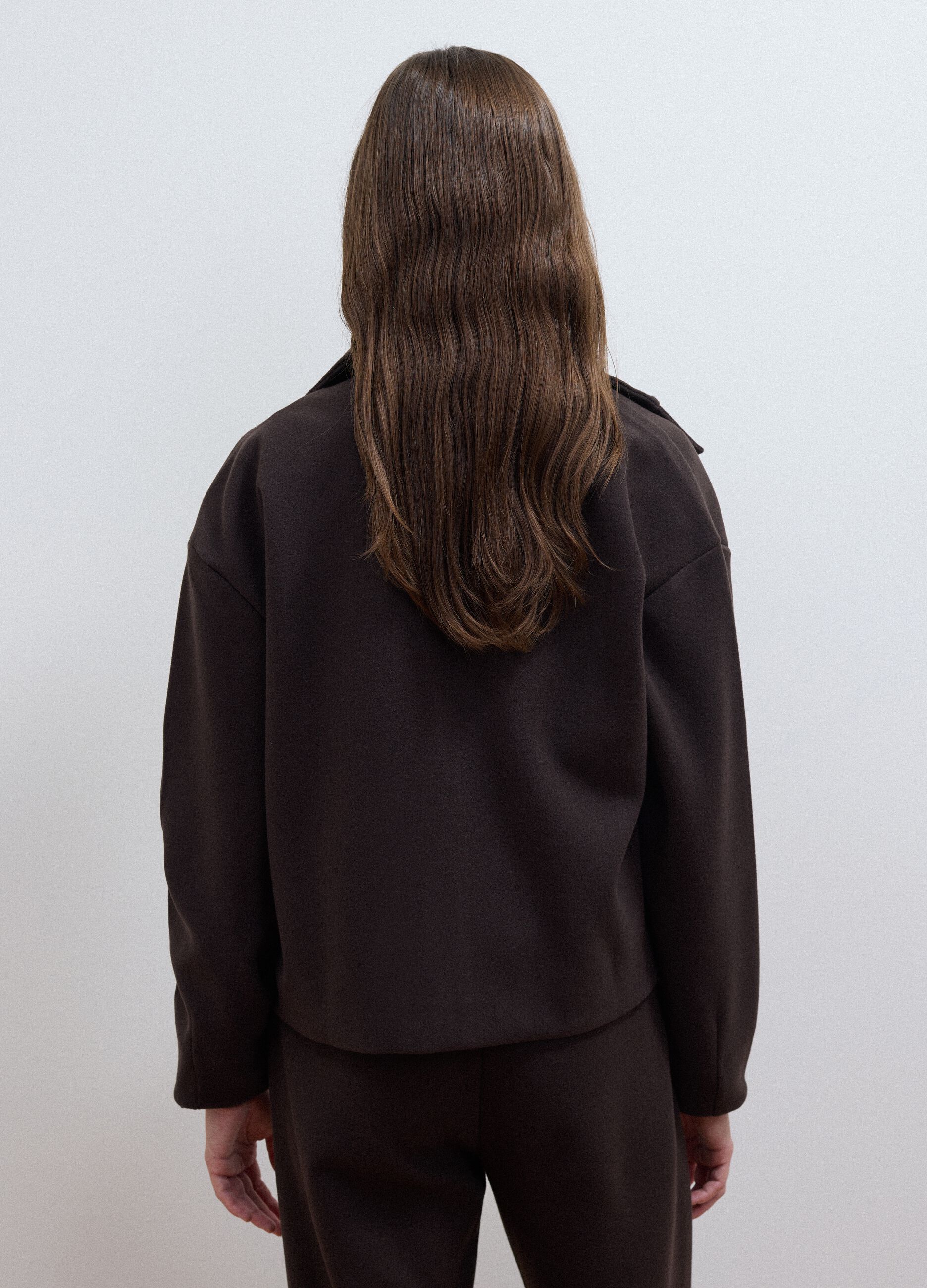 Brown viscose-blend cardigan, regular fit