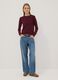 Red long-sleeve viscose-blend top_1