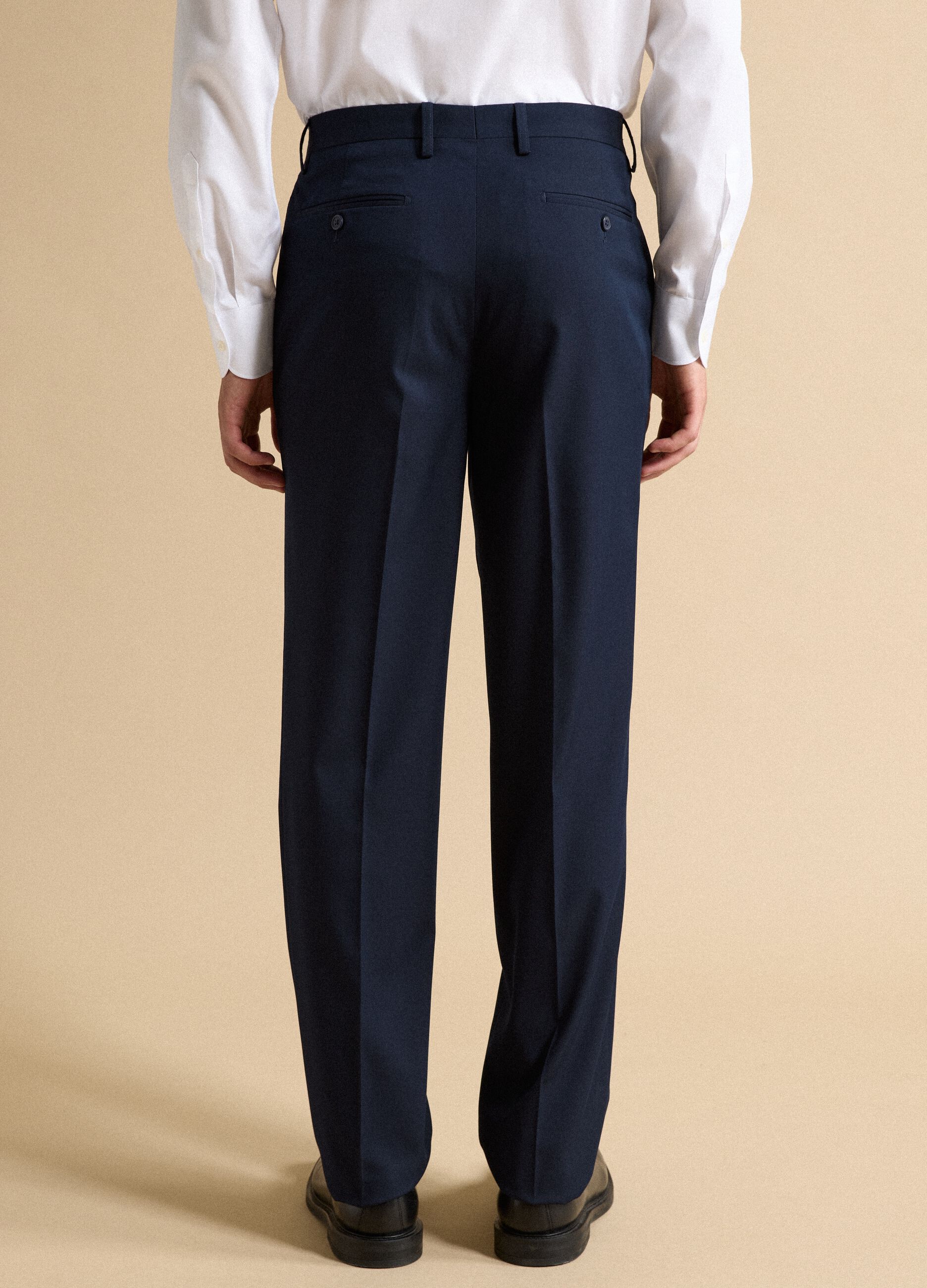 Pantaloni formali blu in viscosa elasticizzata regular fit