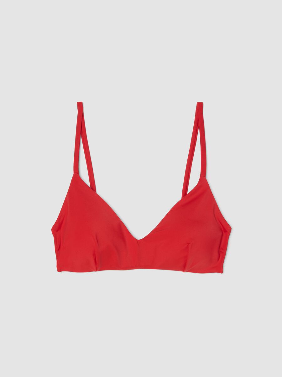Red triangle bikini top in stretch fabric_4