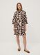Brown stretch-cotton dress with geometric pattern, regular fit_0
