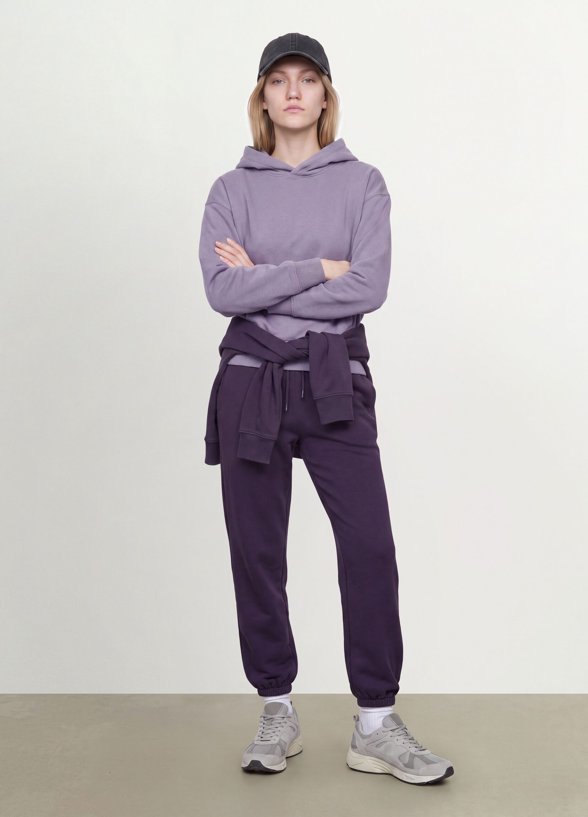 Purple cotton-blend regular-fit hoodie