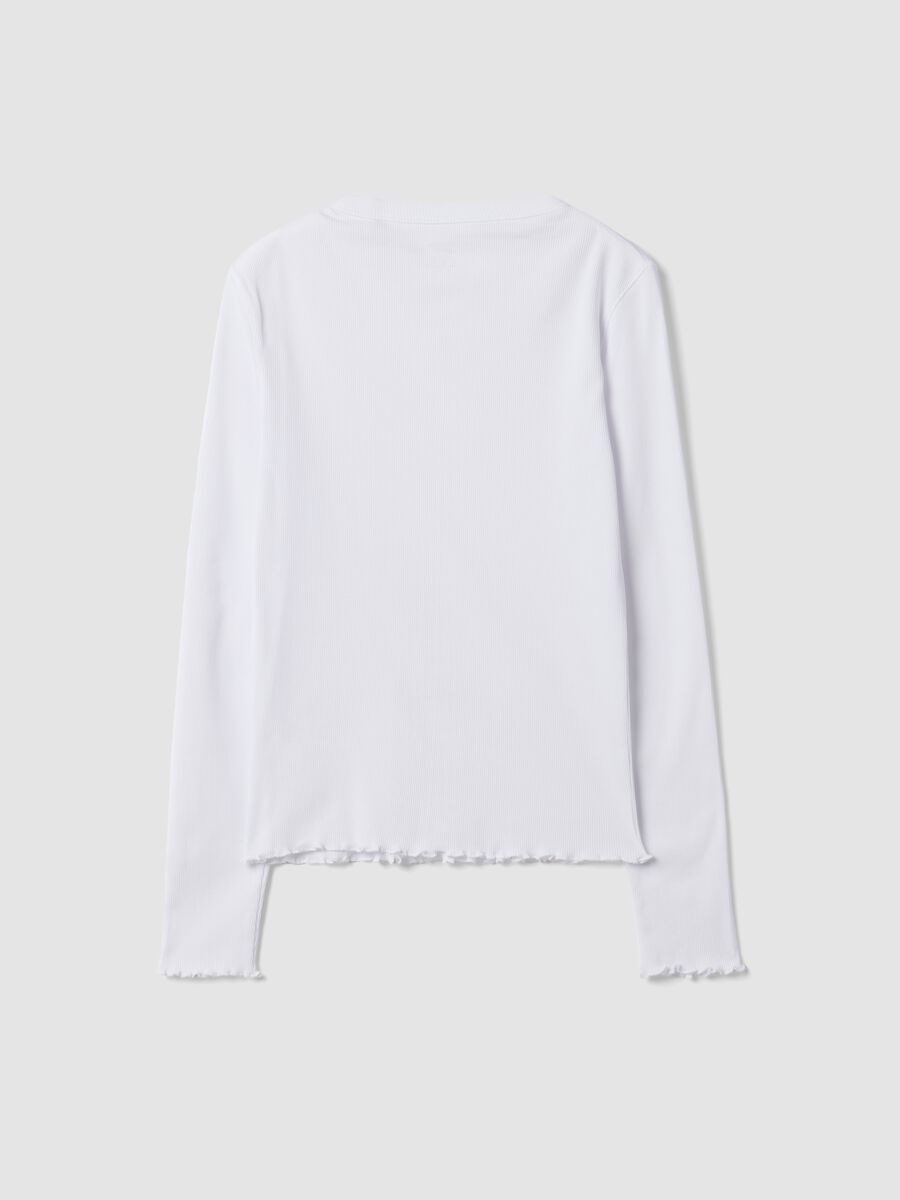 T-shirt bianca in puro cotone a maniche lunghe girocollo regular fit_6