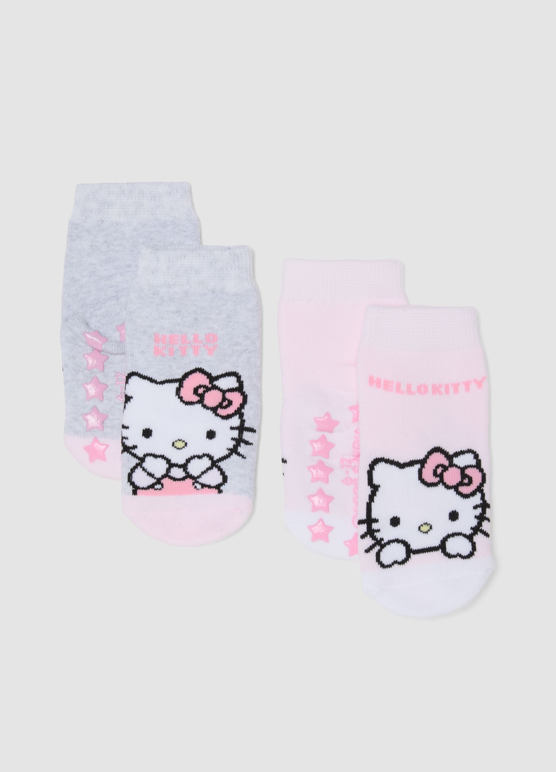 2-pack of pink anti-slip Hello Kitty socks in stretchy organic cotton